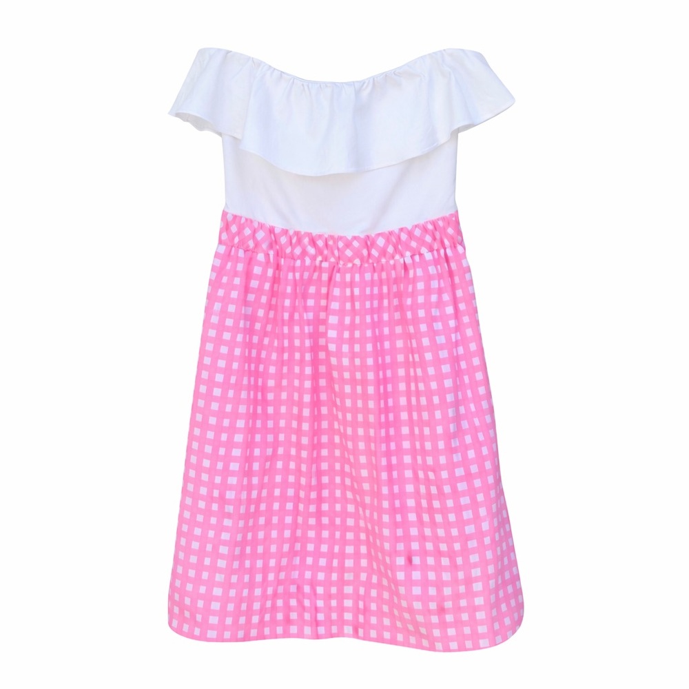 Lilly‎ Pulitzer Athens Strapless Mini Dress Yummy Melon Pink Gingham Size XS